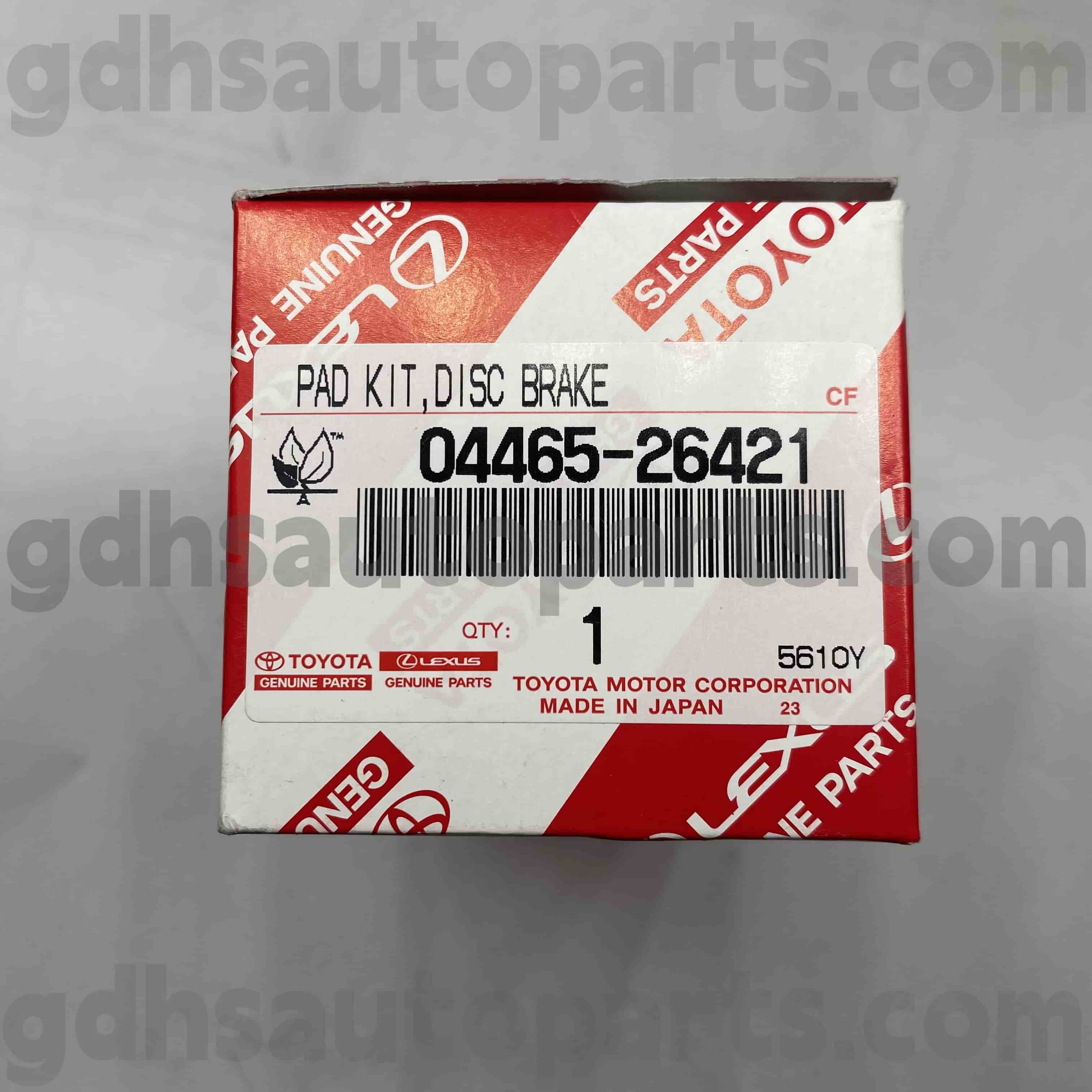 044655-26421 HIAC HICE ကိုယ်ထည်အတွက် Toyota စစ်မှန်သောအစိတ်အပိုင်းများရှေ့ဘရိတ် pads ။ Trh203 / 213/223