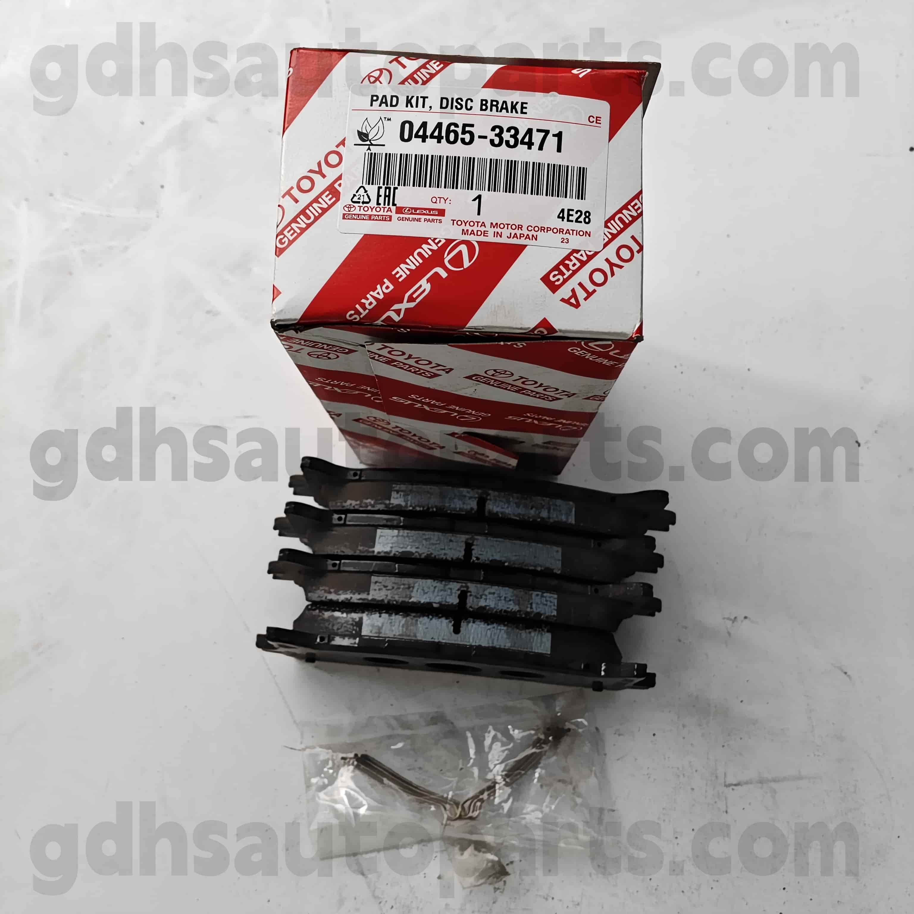 04465-33471 Camry အတွက် Toyota စစ်မှန်တဲ့အစိတ်အပိုင်းများရှေ့ဘရိတ် pads, Lexus ES240 / 350 ကိုယ်ထည်အမှတ် 350 ။ ACV51, ASV50, AVV50.taiw