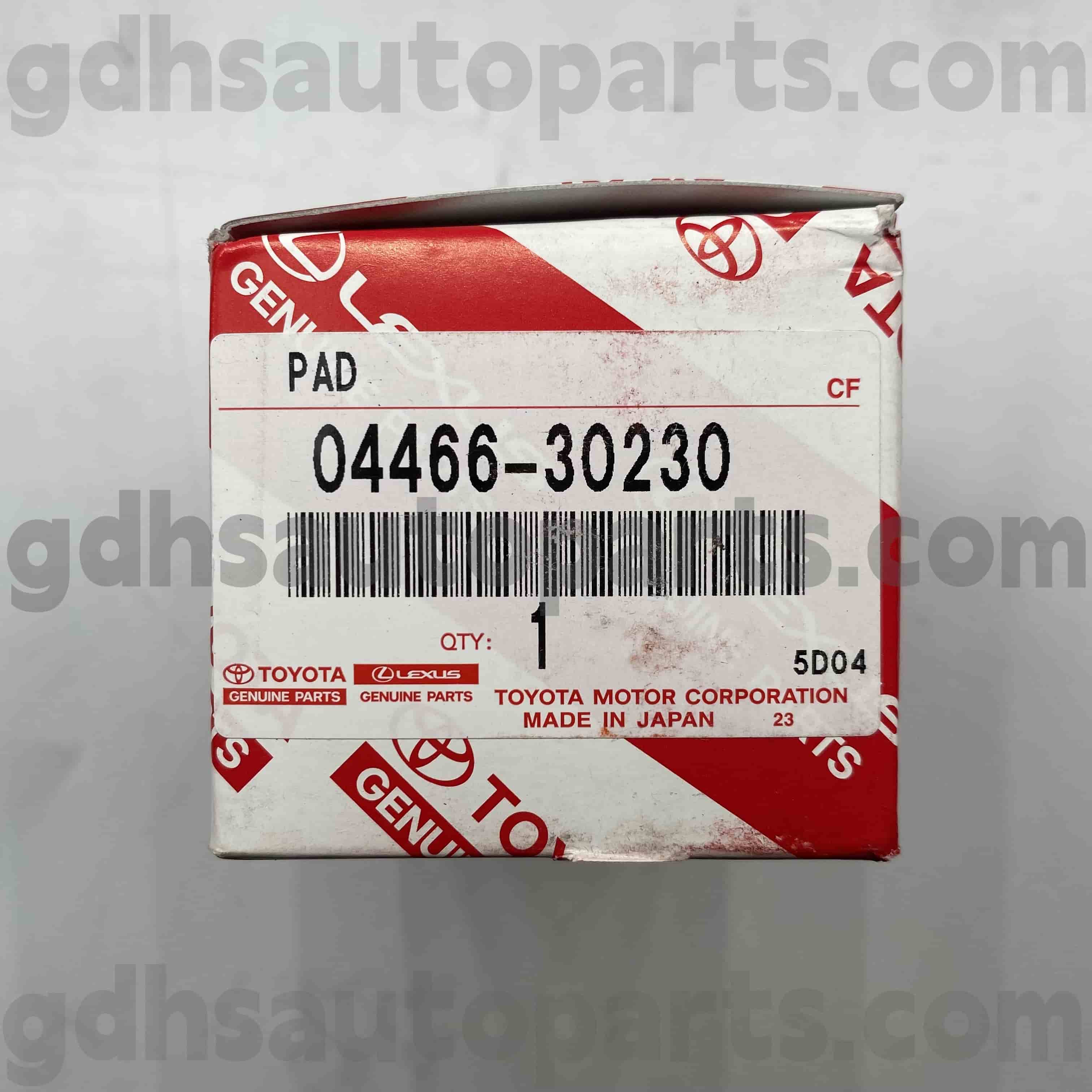 04466-30230 Mark X, Crown, Reiz Chassis အတွက် Toyota စစ်မှန်သောအစိတ်အပိုင်းများနောက်ဘက်ဘရိတ် pads များ။ GRS20 # GRX13 # #